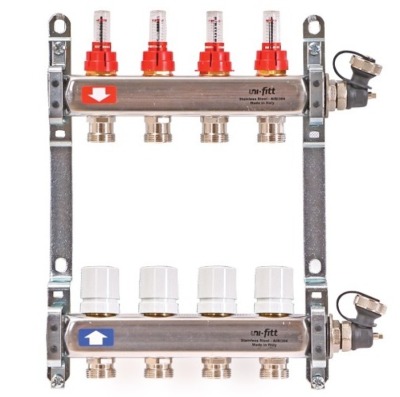 Коллекторная группа Uni-Fitt, из нержавеющей стали, с расходомерами