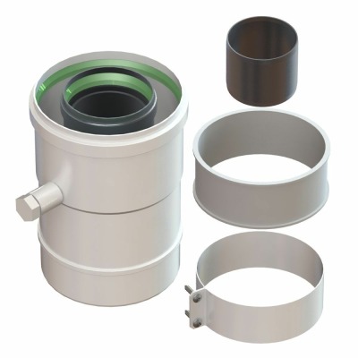 Адаптер вертикальный D60/100 - 150 (фланец, переходник и конденсатоотвод) УТДК